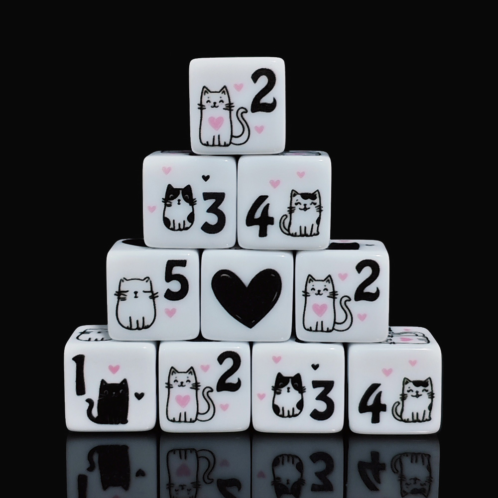 12Pcs/Set 16mm Cute Cat Dice,  - Board Game Design บทวิจารณ์และราคา