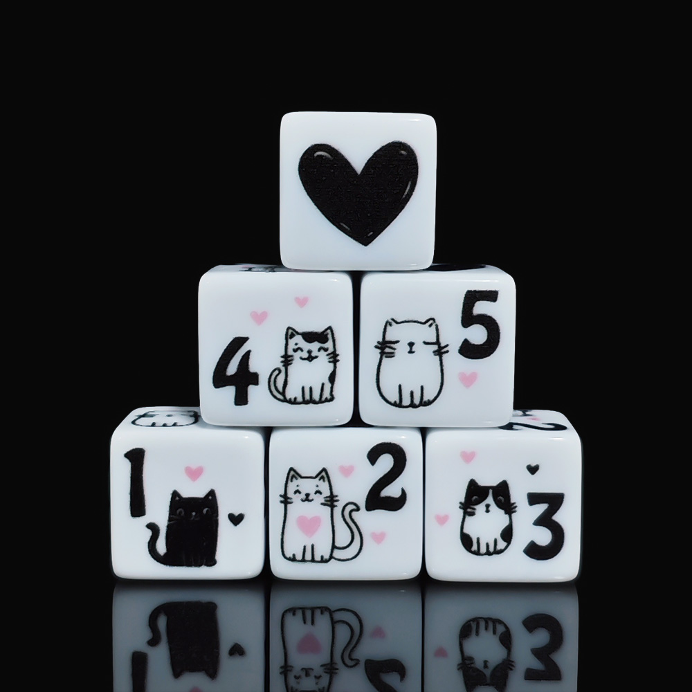 12Pcs/Set 16mm Cute Cat Dice,  - Board Game Design บทวิจารณ์และราคา